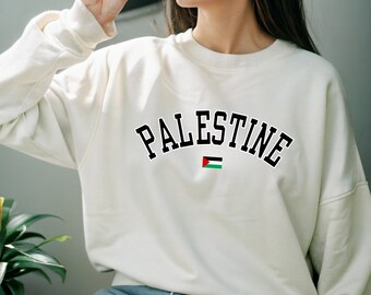 Palestine Crewneck Jumper, Palestine Flag Printed Sweater, Palestinian Crewneck Sweatshirt, Adults Sizes XS-4XL Muslims Unisex Comfy Shirts