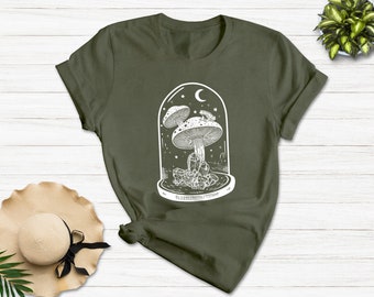Pilz Clestial Shirt, Ästhetischer Pilz Natur Kunst Tshirt, Cottagecore Pilz Pilz Kleidung, Botanische Pflanzen Grafik T-Shirt, Unisex Top