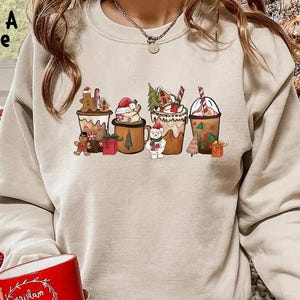 Christmas Coffee Crewneck Sweatshirt, Gingerbread Christmas Drinks Jumper
