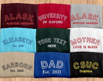 Custom Embroidered College Sweatshirt, Personalised High School Crew Neck Sweater, College Graduation Gift Varsity Letter Matching Jumpers