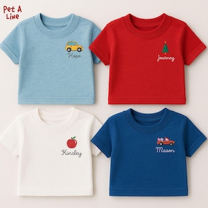 Personalised Kids T-Shirt, Custom Embroidered Boys Summer Shirt, Boys & Girls Monogrammed Birthday Tops, Newborn Baby Gift, Baby Shower Gift