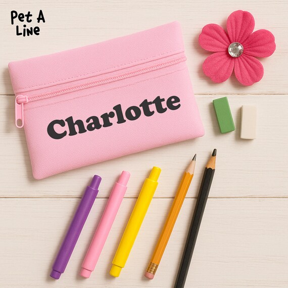Personalisiertes Federmäppchen Mit Namen – Extra Groß, Rosa Mit Blumen, 22,9 X 14 Cm Für Mädchen