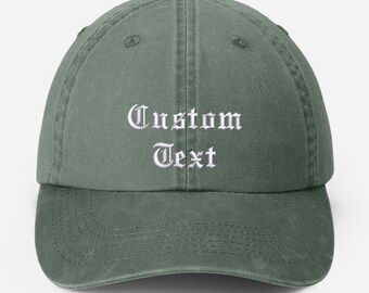 Hoed met geborduurde tekst, baseballpet met gepersonaliseerd logo, pet met monogram Your Business-logo, vintage katoenen snapback-hoed, vaderdagcadeau