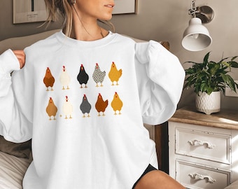 Christmas Chicken Sweatshirt, Thanksgiving Crewneck Sweater, Chicken Printed Sweatshirt for Woman, Holiday Eve Party Jumper, Christmas Gifts