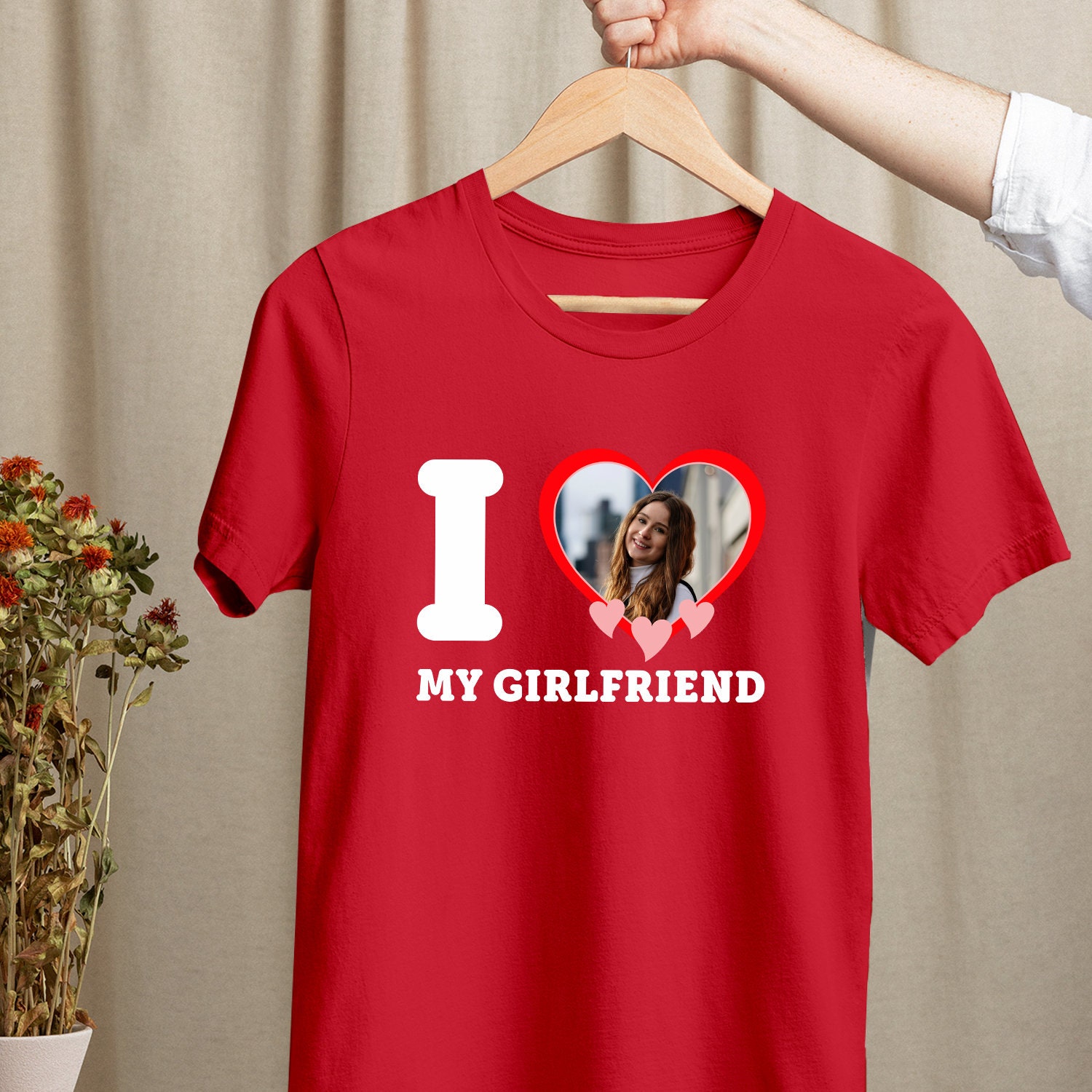 Personalized Girlfriend Graphic Tee Shirt, Couples Matching Birthday Gift, Custom Photo Printed Top, Unique Gift for Her