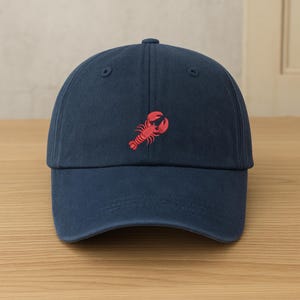Lobster Embroidered Vintage Hats, Fishing Lover Baseball Cap, Summer Style Washed Cotton Hat, Nature Lover Gifts, Memoral Gift for Him Her