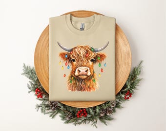Weihnachten Kuh Sweatshirt, Highland Kuh Rundhalspullover, Frau Weihnachten Urlaub Pullover, Bauernhof Tier Sweatshirt, Weihnachtsfeier Geschenke für Ihn