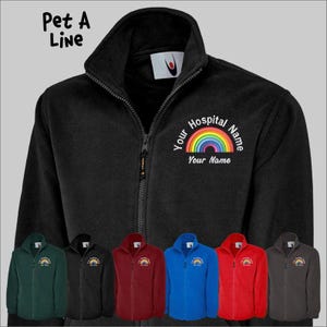 Personalised Rainbow Fleece Jackets, Custom Hospital Name Zip Up Jacket, National Healthcare Workers Uniform, Medical Staff Fleece Jacket