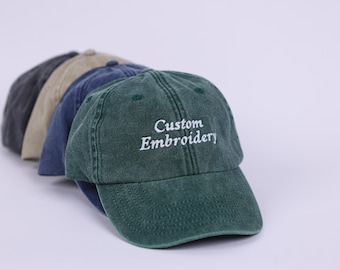 Personalised Embroidered Vintage Cap, Custom Text & Logo Baseball Hats, Your Business Logo Monogram Hat, Adjustable Strap Hat, Gifts for Him