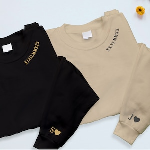 Anniversary Special Date Embroidered Sweater, Personalised Wife Sweatshirt, One Year Anniversary Wedding Gift Couple Matching Wifey Hoodie