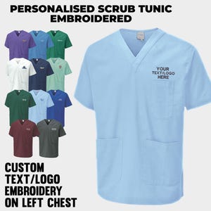 Personalised Medical Nurse Scrub Tunic, Custom Text & Logo Nursing Medical Tunic, Embroidered Healthcare Staff Uniform, Nurse Workwear Gifts