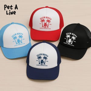Birthday Club Trucker Hat, Bachelorette Beach Party Hat, Personalised Birthday Girl Squad Hat, Summer Party Favours Gift, 60 Birthday Hats