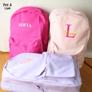 Personalised Kids Name & Initial Backpack, Embroidered Back to School Backpack, Kids and Toddlers Nursery Bag, Children Starting School Gift