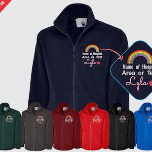 Personalised Nurses Doctors Hospital Fleece Jacket, National Heroes Embroidered Rainbow Logo Jacket, Healthcare Worker Medical Staff Uniform