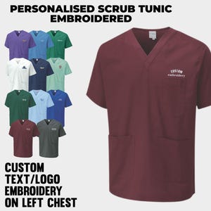 Tunique médicale personnalisée pour gommage, uniforme du personnel médical, hauts avec texte brodé personnalisé, veste de travail pour hôpital, cadeaux de nouvelle infirmière