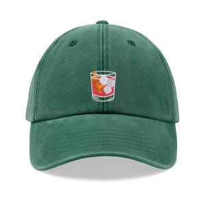 Negroni Cocktail Hat, Embroidered Coctail Lovers Baseball Cap, Vintage Summer Party Hat, Retro Drink Lover Gift, Bartender Hat, Gift for Him