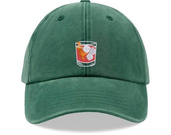 Sombrero de cóctel Negroni, gorra de béisbol bordada para amantes de los cócteles, sombrero vintage para fiestas de verano, regalo retro para amantes de las bebidas, sombrero de camarero, regalo para él