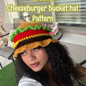 Crochet cheeseburger hat pattern