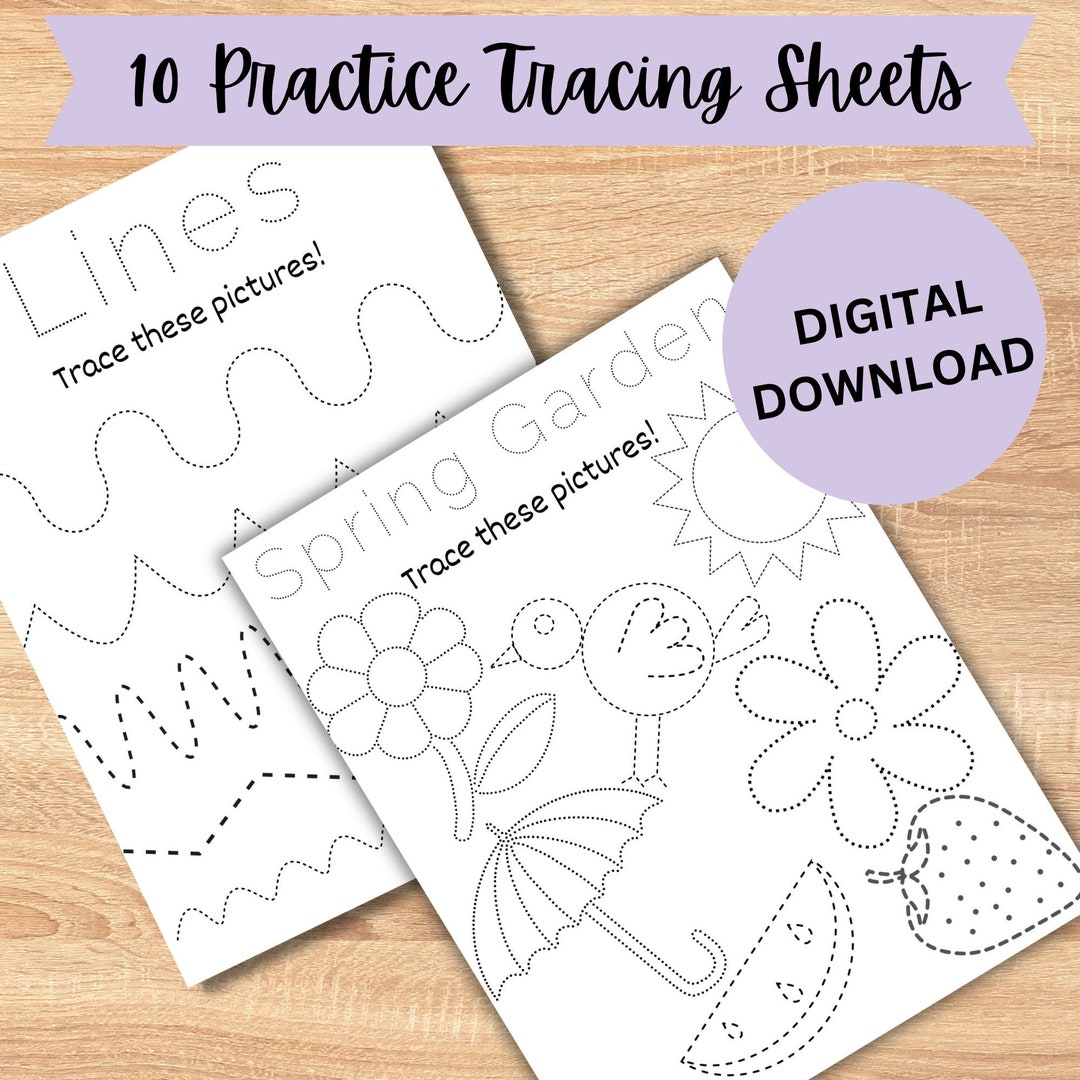 Tracing Practice Worksheets: 10 Printable Pages (digital Download) - Etsy