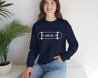 Love Life Skateboard Crewneck Sweatshirt | Minimal Skate Graphic