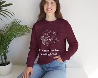 Desert Night Landscape Crewneck Sweatshirt | 'Go Where The Stars Are Brightest'