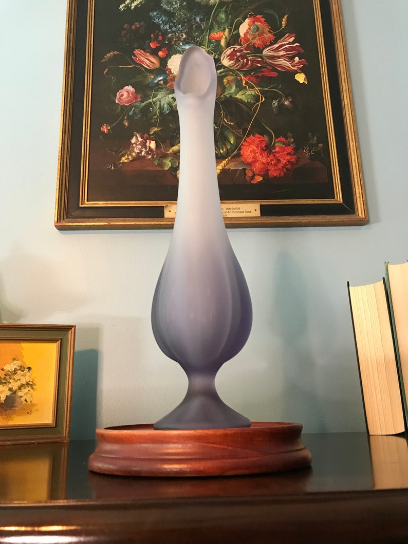 Vintage Viking Glass Swung Vase Viking Six Petal Viking Purple Swung