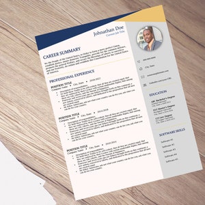 Creative Resume Template Set (MS Word files .docx) - Resume (1 & 2 Page), Cover Letter, References Page - Instant Download - Professional CV