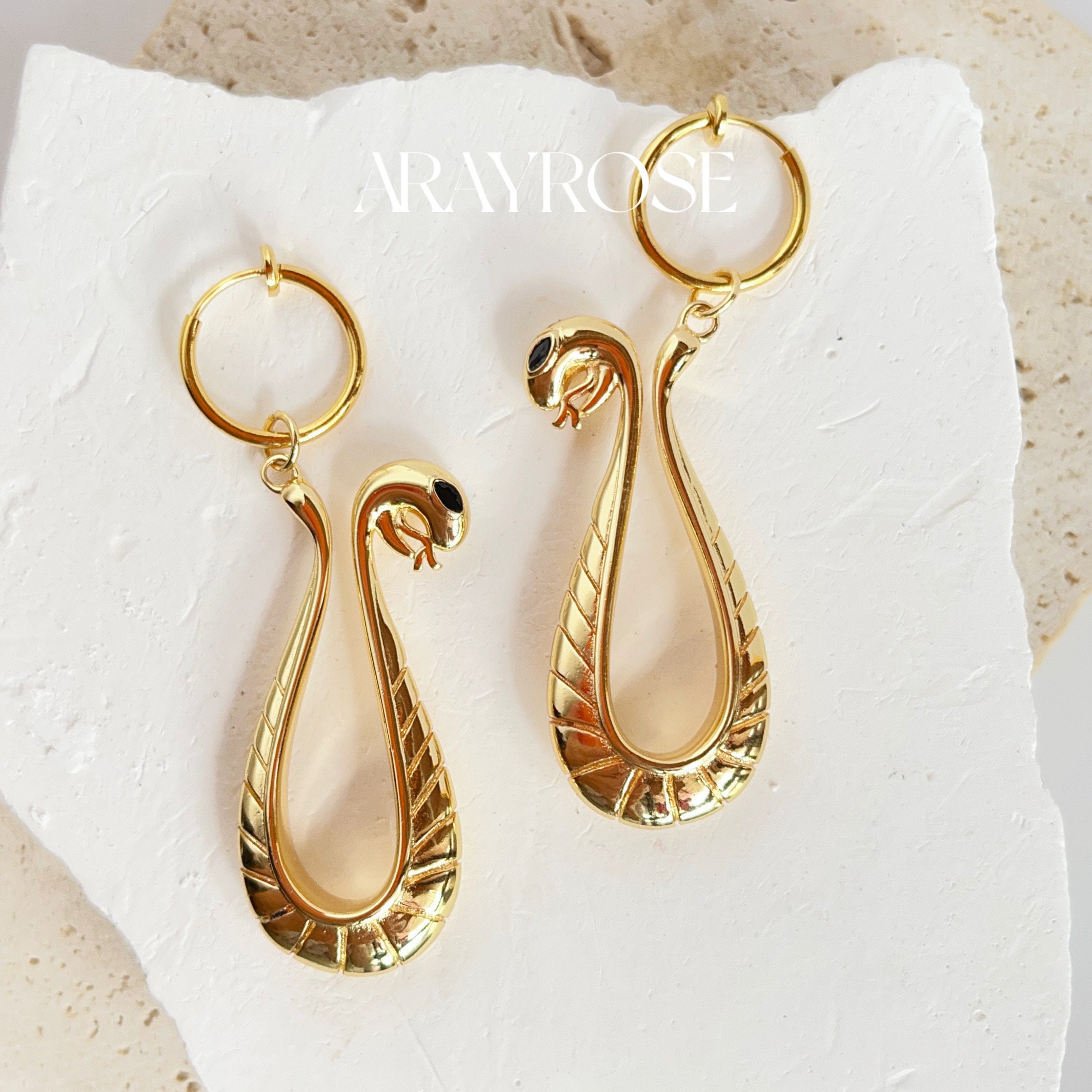 Orecchini a forma di serpente vintage con ago in argento