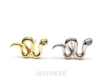Snake Earrings, Tiny Tragus Silver, Serpent Tragus, 18K Gold, 925 silver, Helix Earring, hypoallergenic Minimalist Jewelry