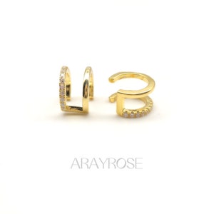 Gold Ear Cuff, No Piercing Earrings, Fake Helix Conch, 18k Gold, 925 Silver Ear Wrap, Gift for Her