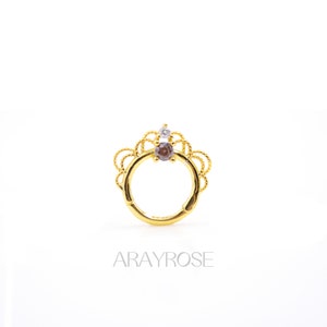 Septum Ring, Dainty Daith Earring, Minimalist Daith Hoop, Gold Daith Ring, Daith Piercing, 16G