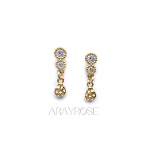 Danity Drop Earrings, Gold Droplets Charm Cartilage Piercing, 18K Gold 925 Sterling Silver, Hypoallergenic Minimalist