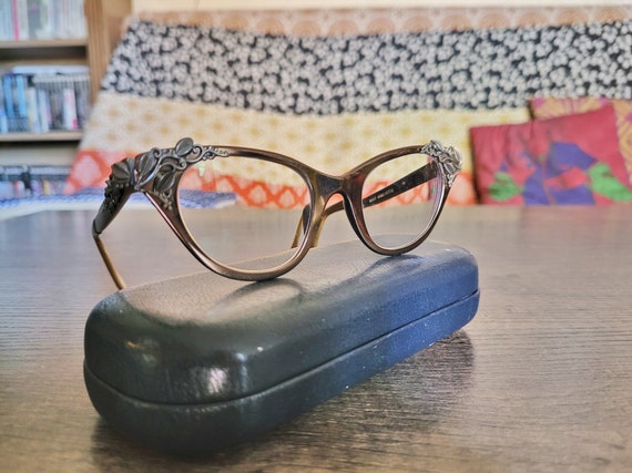 RARE designer vintage 1960s cateye metal eyeglass… - image 7