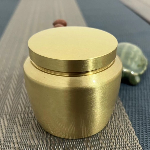 Brass Copper Incense Powder Box Tea Storage Jar Cornucopia Ornament, Incense Furnace Table Decoration Brass Incense Furnace