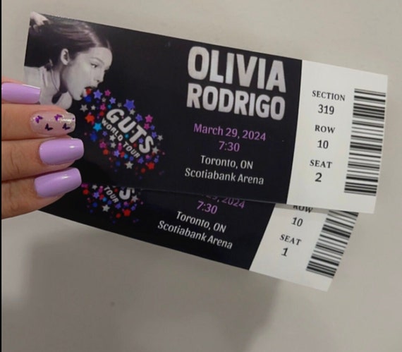 Physical Olivia Rodrigo GUTS TOUR Ticket - Custom - Etsy