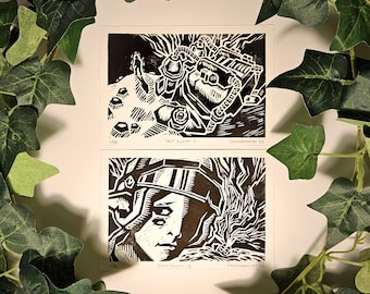 First Flight - Outer Wilds Linocut Print (4.5"x6.5")