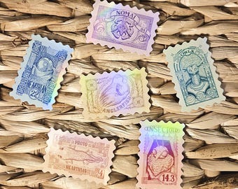 Pegatinas de vinilo mini estilo sello postal de Outer Wilds (2.5 x 3.8 cm) (impermeables, brillantes)
