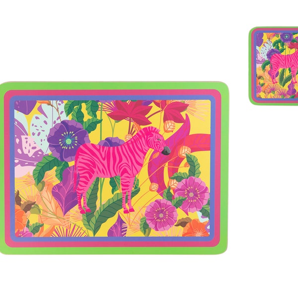 Set of 4 -Colourful and playful these placemats, coasters have an assured contemporary elegance.