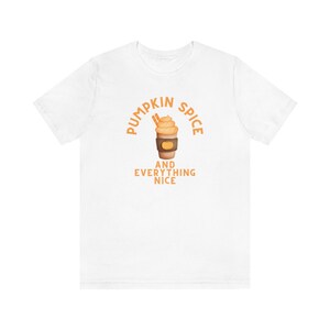 Pumpkin spice and everything nice Jersey Short Sleeve Tee for fall with matching baby shirt available in shop
