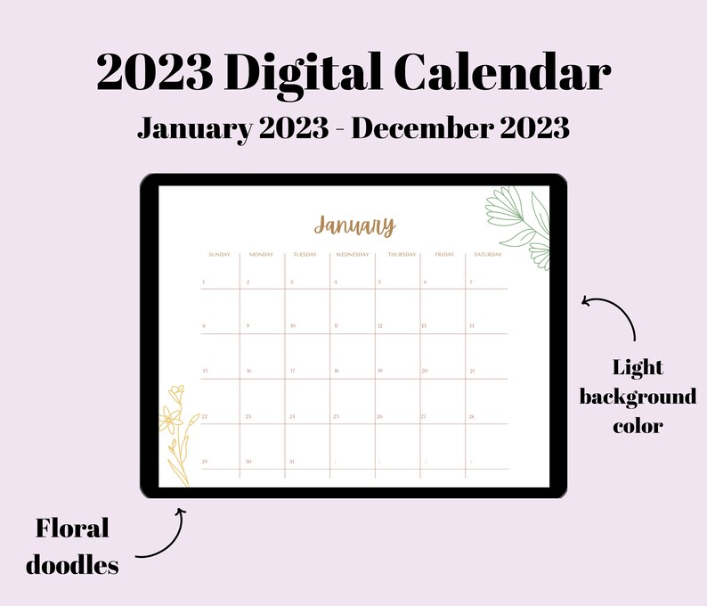 Free Monthly Calendar Template 2023 Goodnotes