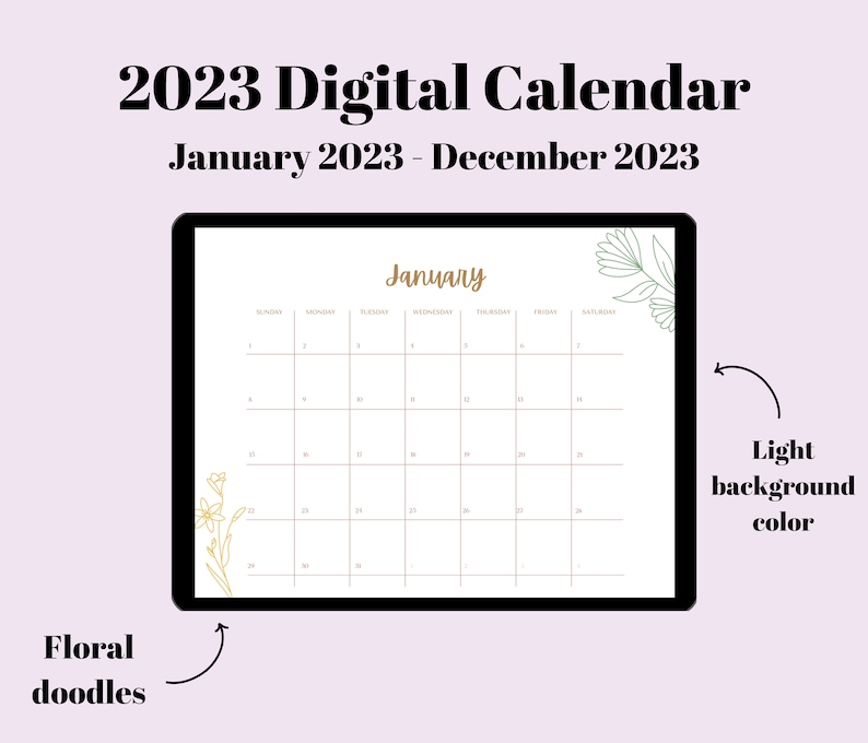 Free Monthly Calendar Template 2023 Goodnotes