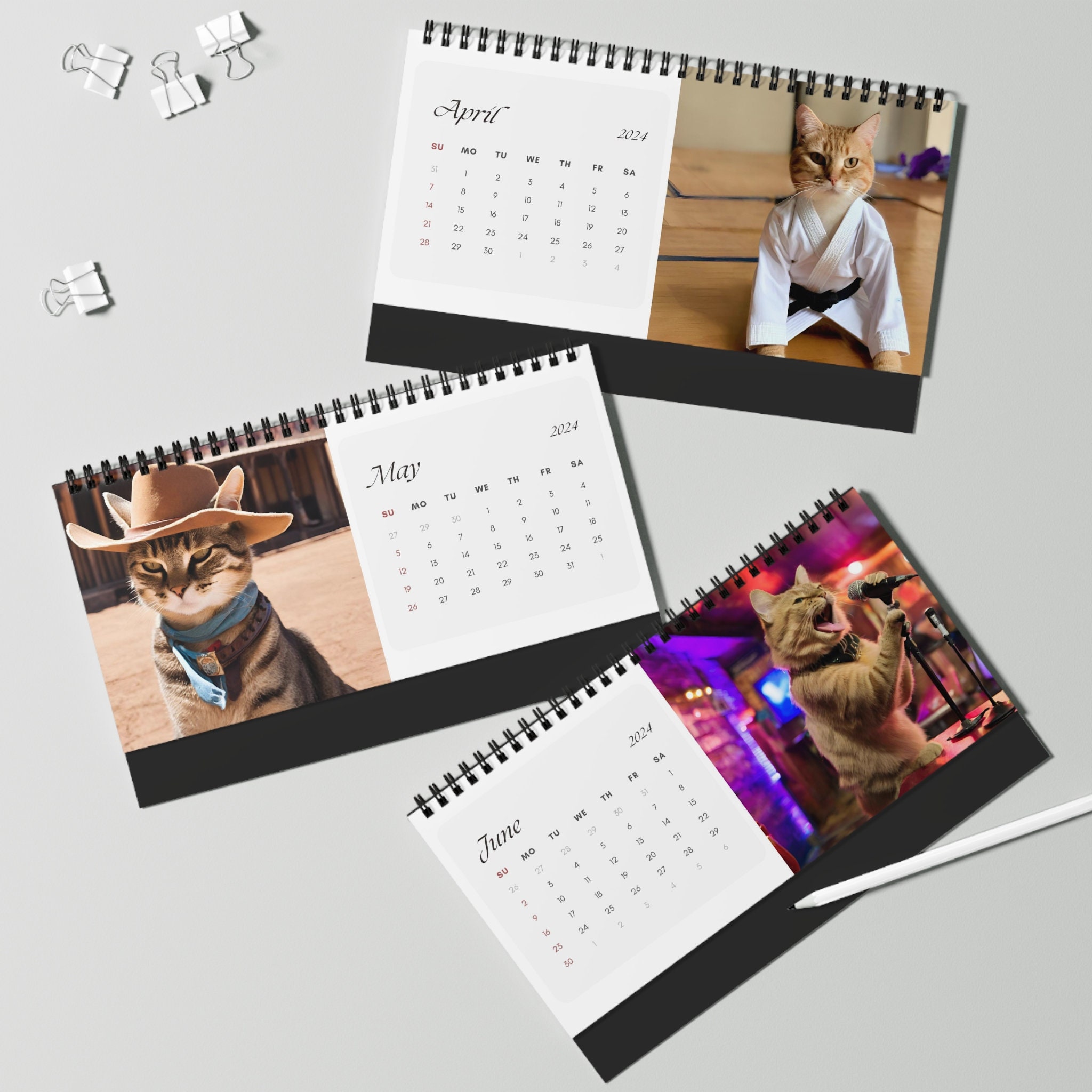 2024 Cats Desk Calendar Etsy