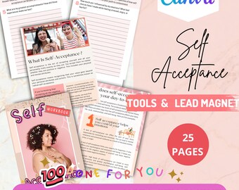 Done For You Self-Acceptance Lead Magnet Kit, Canva Template, Lead Magnet Coaching Workbook Template, Brandable coaching resources