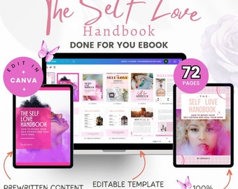 Self Love Workbook Canva template Brandable eCourse |DoneForYou Editable Canva | Life coaching tools | Lead magnet| Coach Workbook Template