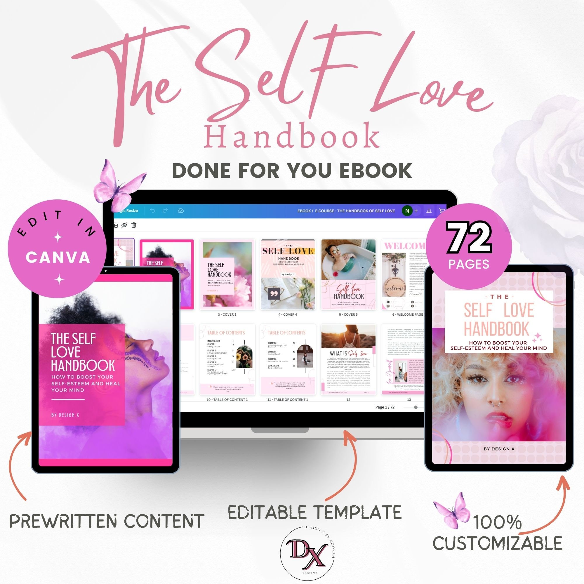 Self Love Workbook Canva Template Brandable Ecourse |doneforyou ...