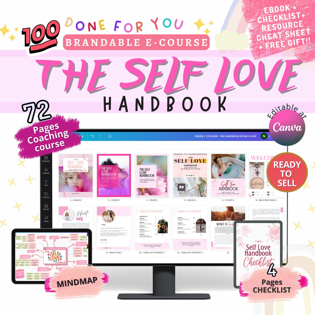 Self Love Workbook Canva Template Brandable Ecourse doneforyou Editable ...