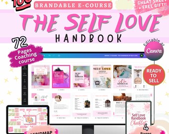 Self Love Workbook Canva template Brandable eCourse |DoneForYou Editable Canva | Life coaching tools | Lead magnet| Coach Workbook Template