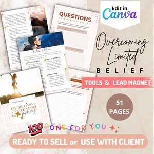 Done For You Overcoming Limiting Beliefs Brandable Workbook | Lead Magnet | Content for Life Coaches, Visualization, Goal, Self Help Coach