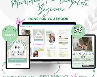 Done For You | Meditation For Complete Beginners Brandable eCourse | Mindful Meditation | Brandable Course For Coaches | Editable Canva