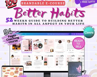 Done For You | Better Habits eCourse |Editable Canva |Life coaching tools | Self Development eCourse | Course Workbook template